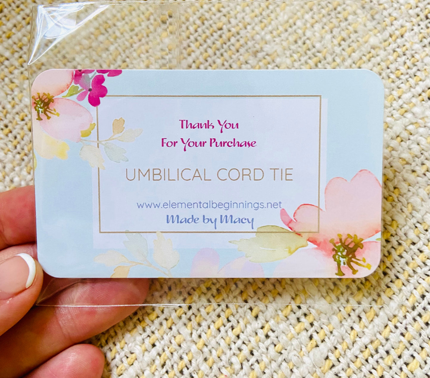 Crochet umbilical cord tie - For The Mama Collective